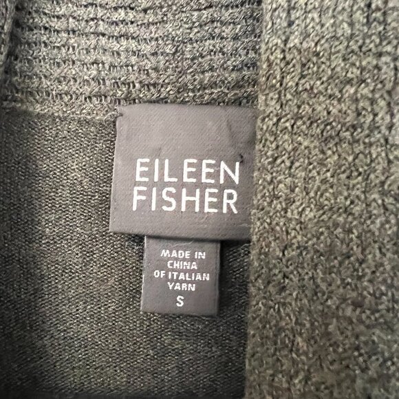 Eileen Fisher Open Front Knit Cardigan Olive Green Sz S Small - Picture 5 of 9